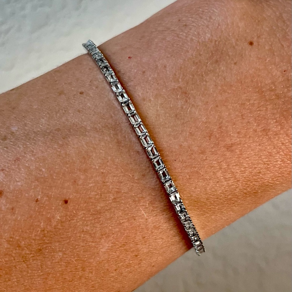 Aurate White Sapphire Baguette Tennis Bracelet